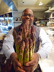 Chef and jumbo asparagus