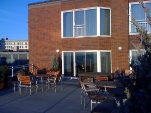 The patio door of the Inn at the Market