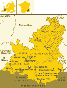 Map of the Côte d'Azur and Provence